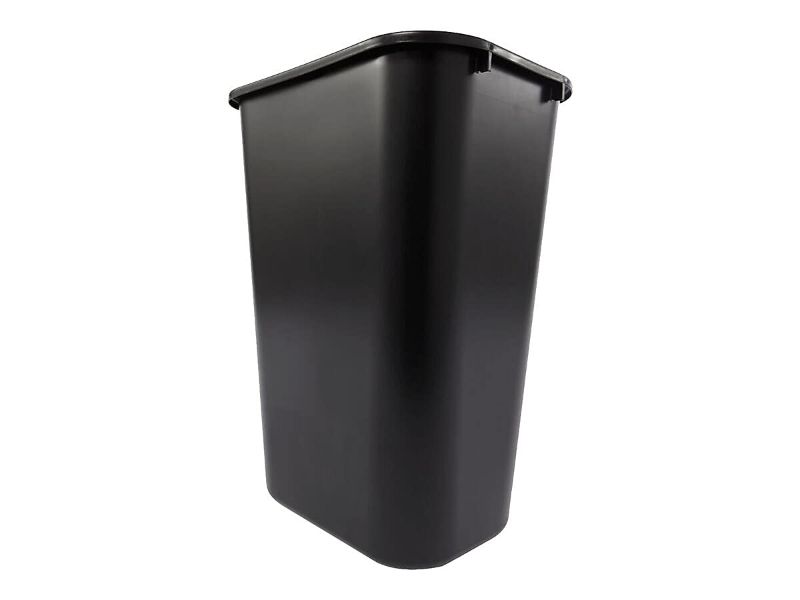 Photo 1 of Commercial 295700BK Deskside Plastic Wastebasket, Rectangular, 10 1/4 gal, Black