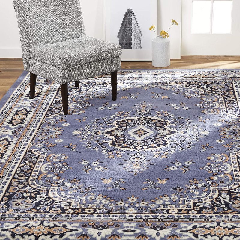 Photo 1 of Home Dynamix Premium Sakarya Traditional Medallion Border Area Rug, Country Blue, 7'8"x10'7" Rectangle
