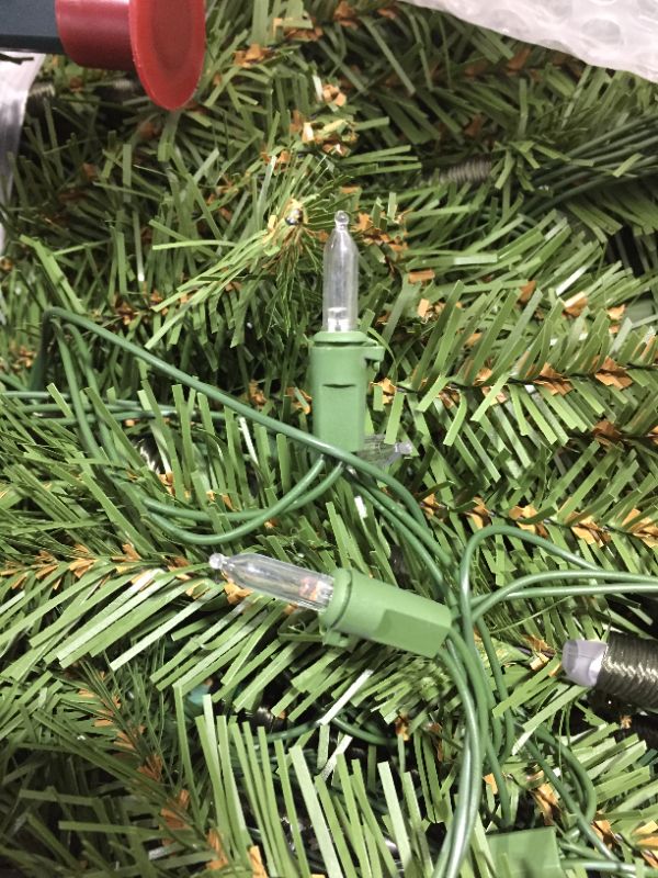 Photo 1 of National Tree Company Pre-Lit Artificial Full Christmas Tree, Green, Dunhill Fir, Dual Color LED Lights, Includes Stand, 7.5 Feet
