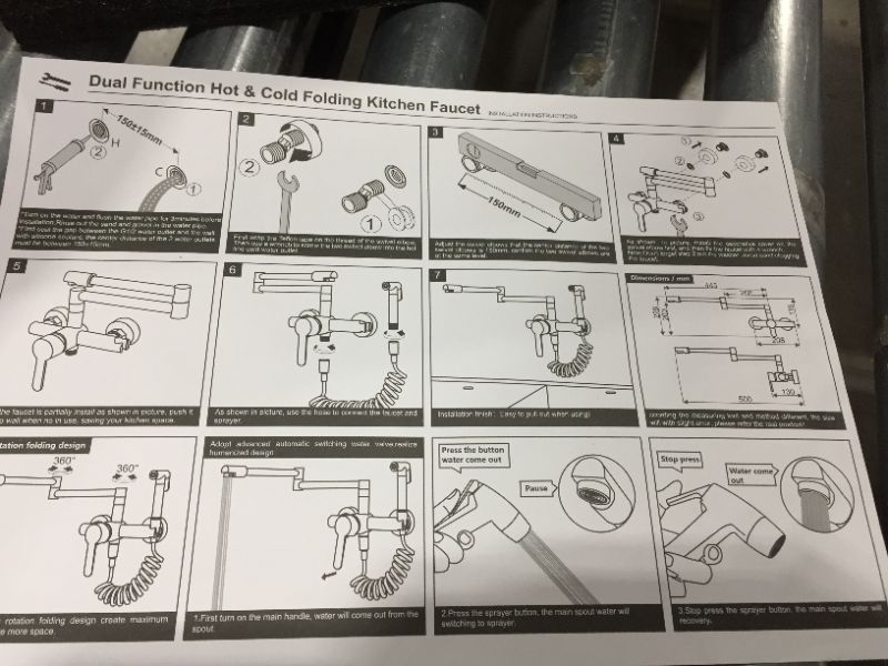 Photo 4 of Dual function hot and cold folding kitchen faucet, matte black 