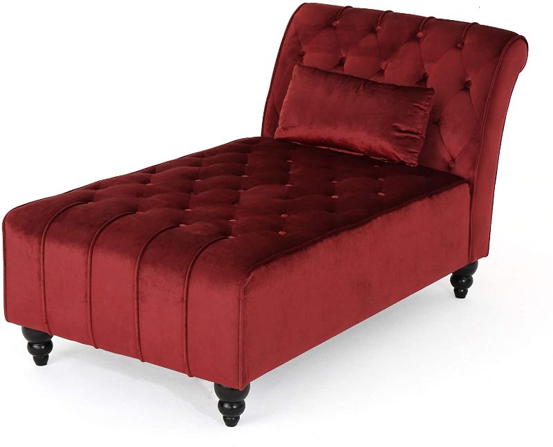 Photo 1 of Christopher Knight Home Rubie Velvet Chaise, Garnet
