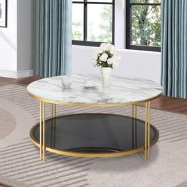 Photo 1 of  MARBLE AND GOLD METALLIC COFFEE TABLE