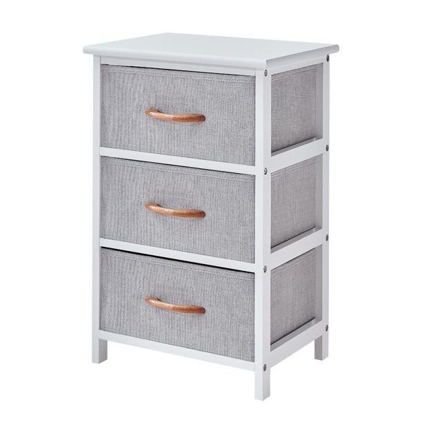 Photo 1 of Mxfurhawa Dresser 3 Drawers Wood Nightstand with Storage Cabinet for Bedroom, Fabric
