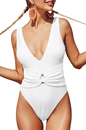 Photo 1 of CUPSHE Women's One Piece Swimsuit Plunging O Ring Cutout Bathing Suit (S)
