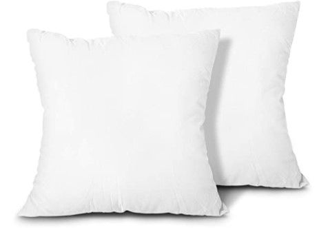 Photo 1 of Edow Throw Pillow Inserts, Set of 2 Lightweight Down Alternative Polyester Pillow, Couch Cushion, Sham Stuffer, Machine Washable. (White, 24x24)
