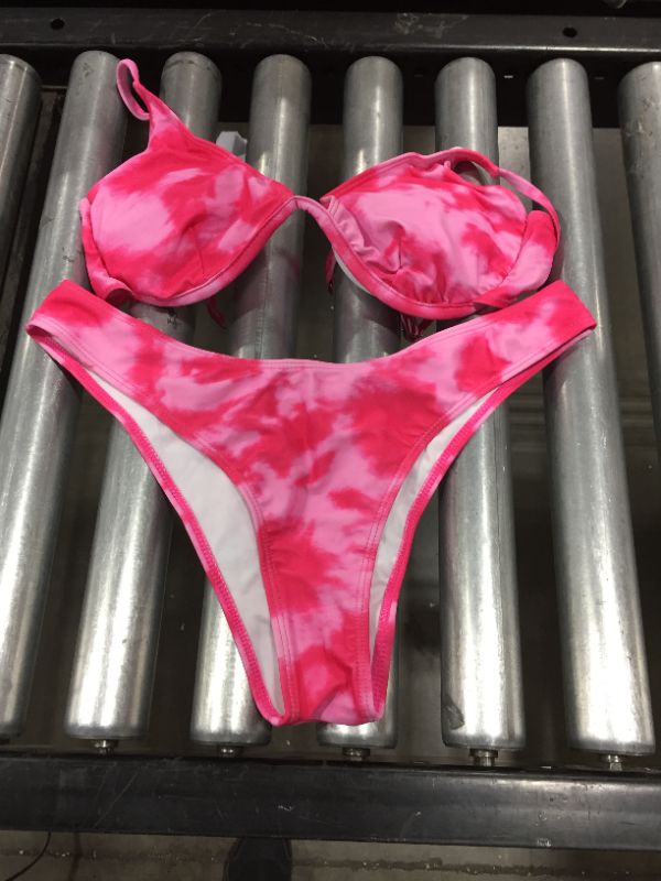 Photo 1 of 2 piece tie dye pink bathing suit size XL