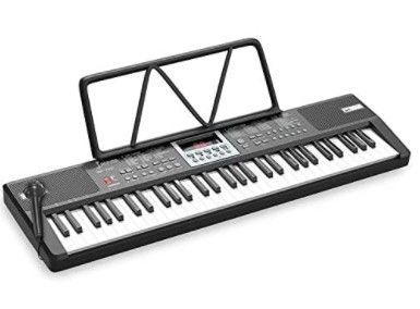 Photo 1 of Beginner 61 Key Portable Electric Keyboard Piano with Built In Speakers, Digital Display Screen, Microphone, Dual Power Supply, Recording, Music Sheet Stand for Adults, Black, 29.9 inch
