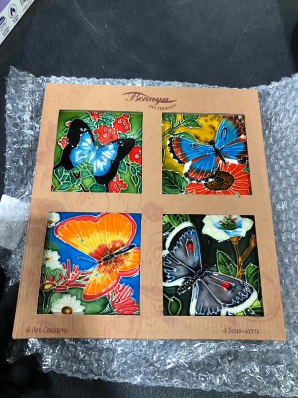 Photo 2 of BENAYA HAND CRAFTED CERAMIC COASTERS BUTTERFLIES