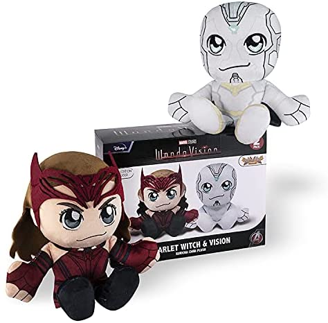 Photo 1 of Bleacher Creatures Marvel's WandaVision Limited Edition Kuricha Pack: Vision & Scarlet Witch Kuricha Plushies – Super Soft Chibi Inspired Toy
