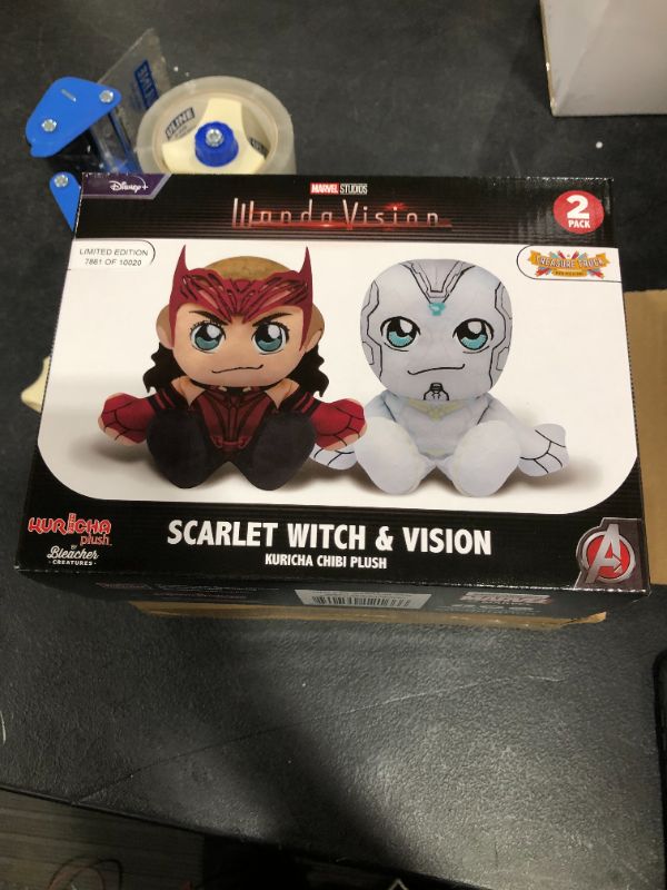 Photo 2 of Bleacher Creatures Marvel's WandaVision Limited Edition Kuricha Pack: Vision & Scarlet Witch Kuricha Plushies – Super Soft Chibi Inspired Toy
