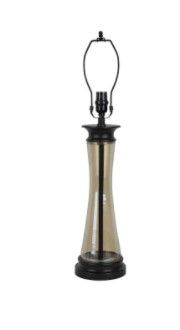 Photo 1 of allen + roth 20.75-in Bronze and Amber Glass Plug-In 3-Way Glass Lamp Base