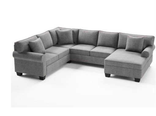 Photo 1 of 113*87.8" 3 pcs Chenille Sectional Sofa Upholstered Rolled Arm&nbsp;Classic Chesterfield Sectional Sofa  * BOX 1 OF 3*
