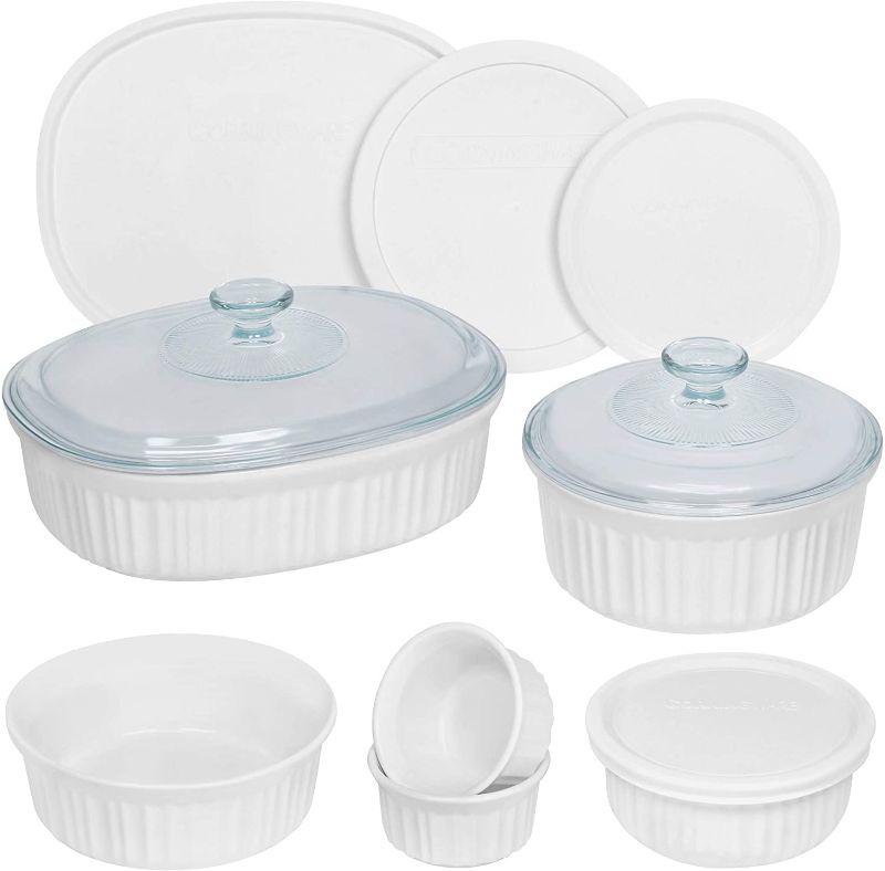 Photo 1 of CorningWare French White Round and Oval Ceramic Bakeware, 12-Piece