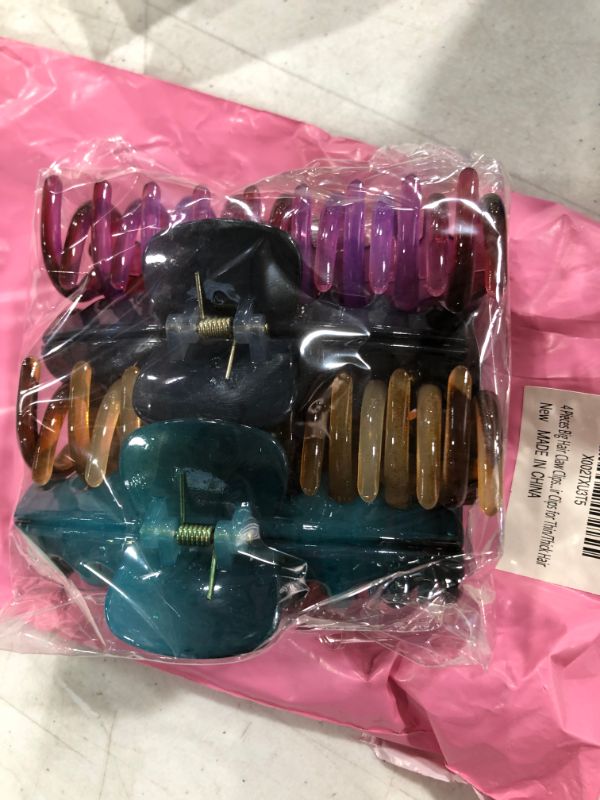 Photo 1 of 8PCS Plastic Hair Claw Banana Clips Large Crystal Square Resin Celluloid French Design Accessories for Women Girls
