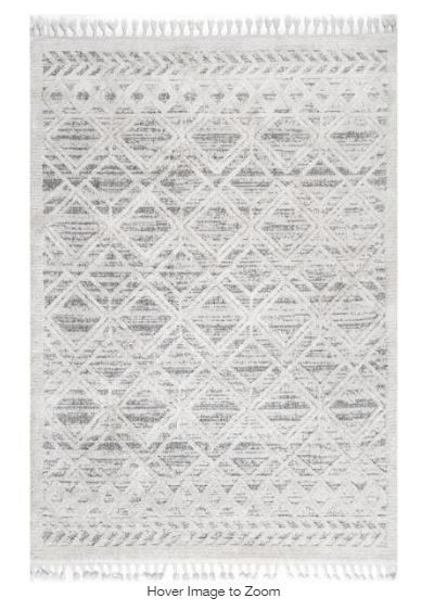 Photo 1 of Ansley Textured Lattice Tassel Beige 9 ft. x 12 ft. Area Rug
