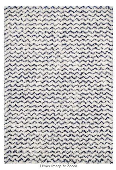 Photo 1 of Cuellar Chevron Shag Navy 6.7 ft. x 9 ft. Area Rug
