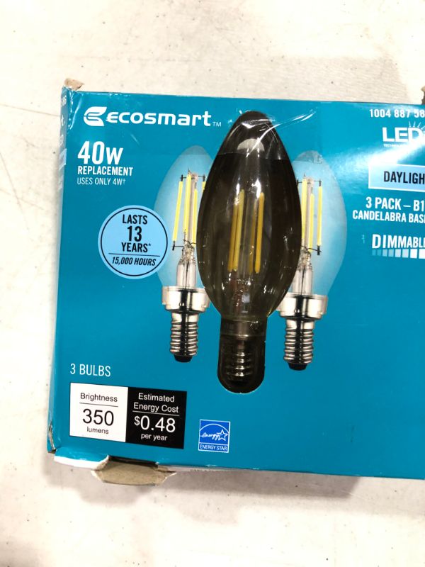 Photo 2 of 2 Packs: 40-Watt Equivalent B11 Candle Dimmable Vintage LED Bulb Daylight 3ct
