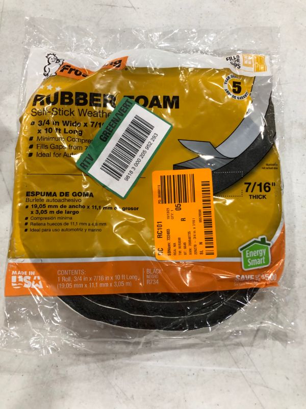 Photo 2 of Frost King R734H Black Rubber Foam Tape