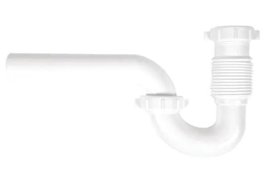 Photo 1 of Form N Fit 1-1/2 in. White Plastic Sink Drain Flexible P-Trap
