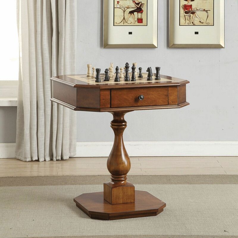 Photo 1 of Acme 82844 Major-Q colourtree bishop cherry finish wood chair side chess / backgammon game table
