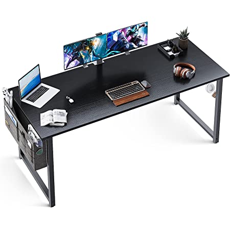 Photo 1 of ODK 63 inch Super Large Computer Writing Desk Gaming Sturdy Home Office Desk, Work Desk with A Storage Bag and Headphone Hook, Black
