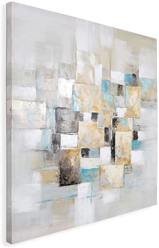 Photo 1 of ArtbyHannah 36x36 inch Modern Abstract Wall Art Home Decor,Hand Painted on Canvas,Large Artwork Pictures for Living Room, Bedroom Wall Decor Framed Ready to Hang
