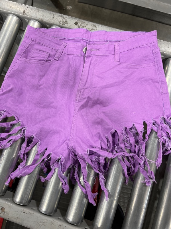 Photo 1 of High wasted purple jean shorts Size-L