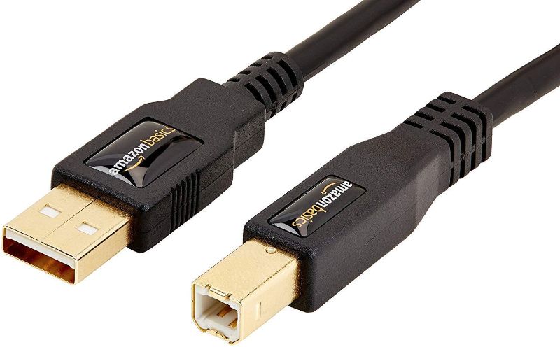 Photo 1 of Amazon Basics USB 2.0 Printer Type Cable - A-Male to B-Male - 16 Feet (4.8 Meters), Black