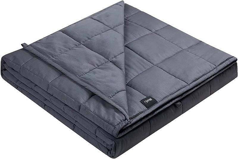 Photo 3 of ZonLi 100% Cotton Adults Weighted Blanket 20 lbs(60''x80'', Grey, Queen Size)