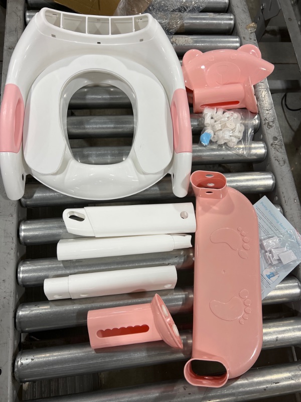 Photo 2 of Potty Training Seat Ladder Toddler ,Potty Seat Toilet Boys Girls,Adjustable Kids Toilet Training Seat (Pink)