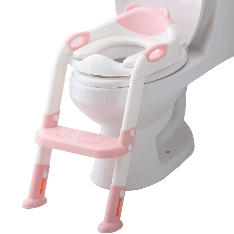 Photo 1 of Potty Training Seat Ladder Toddler ,Potty Seat Toilet Boys Girls,Adjustable Kids Toilet Training Seat (Pink)