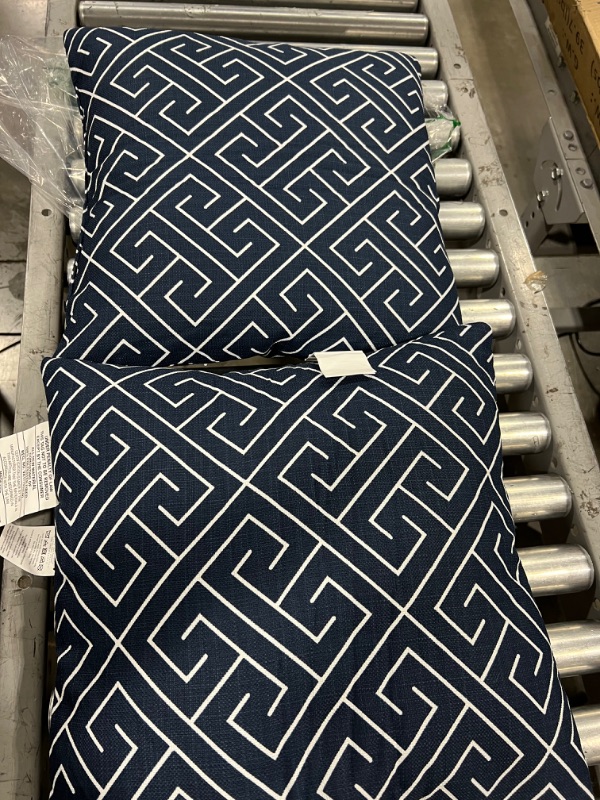 Photo 2 of Amazon Basics 2-Pack Linen Style Decorative Throw Pillows - 18" Square, Navy Blue Geometric