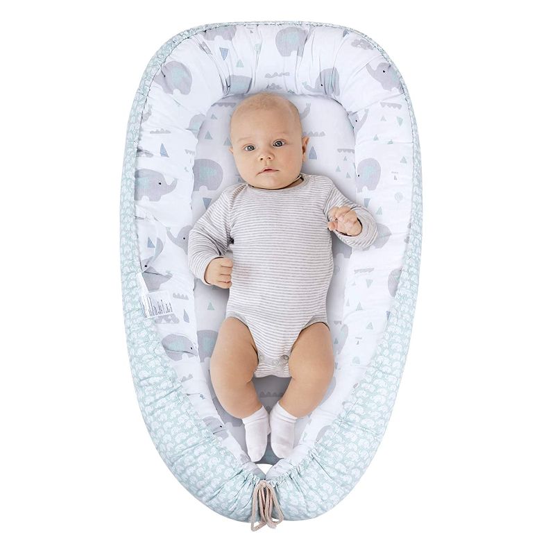 Photo 1 of Baby Lounger Baby Nest for Co Sleeping, Ultra Soft and Breathable, Portable Newborn Lounger for Crib Bassinet, Perfect for Traveling and Napping, Essential Gift for Newborn (Elephant)