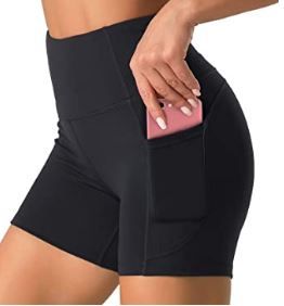 Photo 1 of Dragon Fit High Waist Yoga Shorts for Women with 2 Side Pockets Tummy Control Running Home Workout Shorts SIZE M 