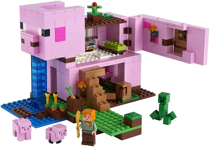 Photo 1 of LEGO Minecraft The Pig House 21170 Minecraft Toy Featuring Alex, a Creeper and a House Shaped Like a Giant Pig, New 2021 (490 Pieces)
