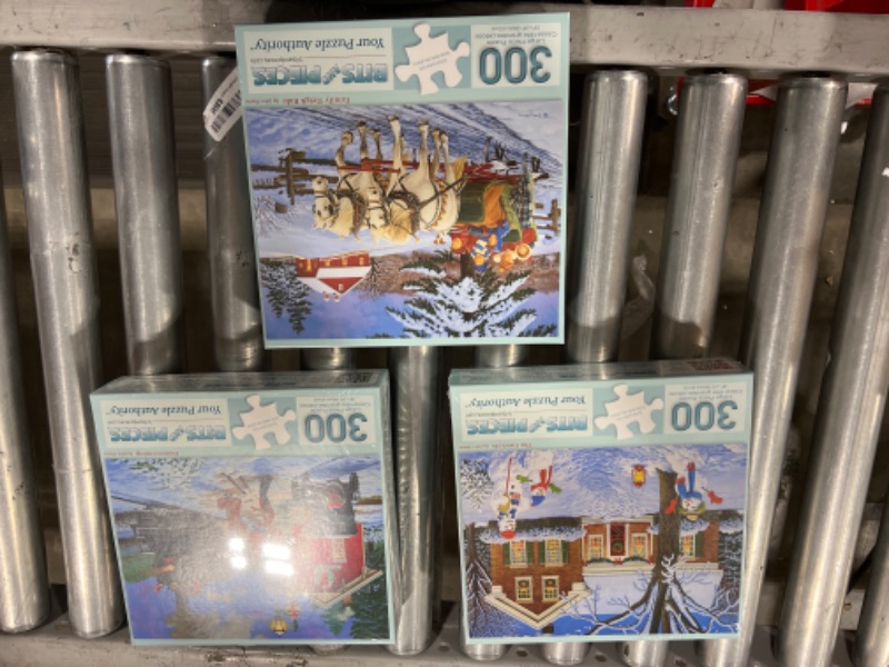 Photo 2 of Bits and Pieces - Value Set of Three (3) 300 Piece Jigsaw Puzzles for Adults - Each Puzzle Measures 18" X 24" - 300 pc The Greeters, Homecoming, Winter Christmas Puzzle Jigsaws by Artist John Sloane
