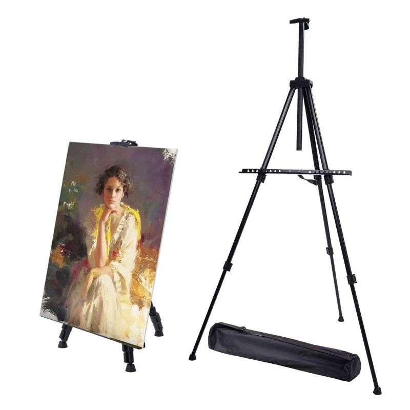 Photo 1 of 21" - 63" Height Adjustable Artist Easel Stand, Extra Thick Iron Tripod Display Easel, with Portable Bag, for Floor/Table-Top Drawing and Displaying