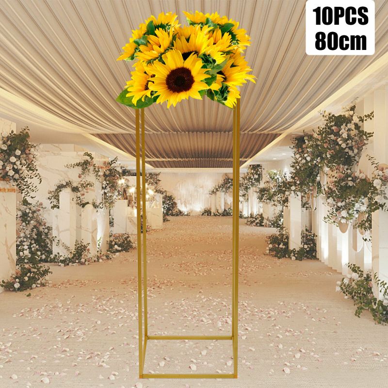 Photo 1 of 10PCS Gold Wedding Flower Stand Metal Vase Column Stand