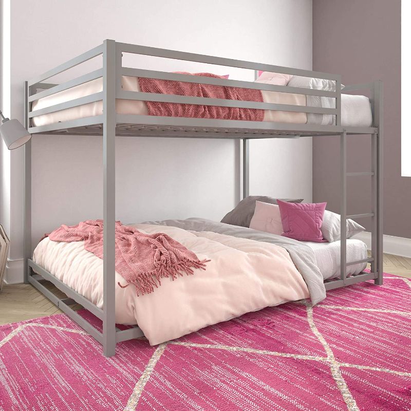 Photo 1 of DHP Miles Metal Bunk Bed, Silver, Full over Full
