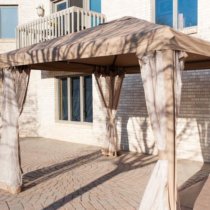 Photo 1 of 10 x 13 Feet Fully Enclosed Garden Gazebo Patio Canopy with Mosquito Netting - Brown
