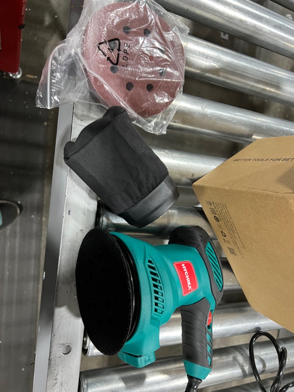 Photo 1 of 2.5 Amp Random Orbital Sander, HYCHIKA 5-Inch Electric Orbital Sander with 6 Various Speeds, 13000RPM Power Sander with 12 Pcs Sandpapers, 1 Pcs Dust Bag, Fit for Woodworking/Sanding
