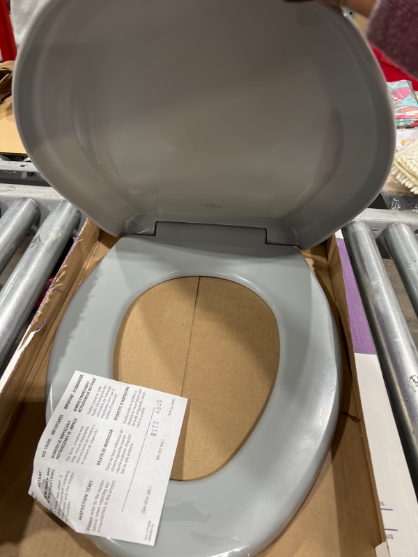 Photo 3 of BEMIS 1500EC 062 Toilet Seat with Easy Clean & Change Hinges, ELONGATED, Durable Enameled Wood, Ice Grey
