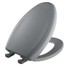 Photo 1 of BEMIS 1500EC 062 Toilet Seat with Easy Clean & Change Hinges, ELONGATED, Durable Enameled Wood, Ice Grey
