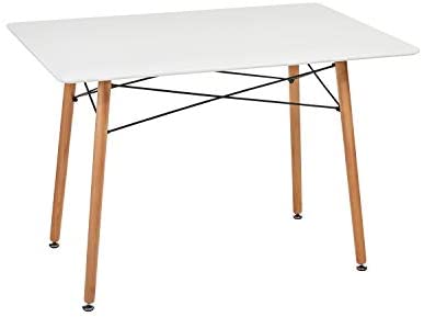 Photo 1 of GreenForest Dining Table Rectangular Top with Wooden Legs Modern Leisure Coffee Table 44'' x 28'' Compact Size White
