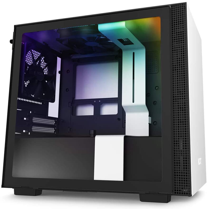 Photo 1 of NZXT H210i - CA-H210i-W1 - Mini-ITX PC Gaming Case - Front I/O USB Type-C Port - Tempered Glass Side Panel Cable Management - Water-Cooling Ready - Integrated RGB Lighting - White/Black
