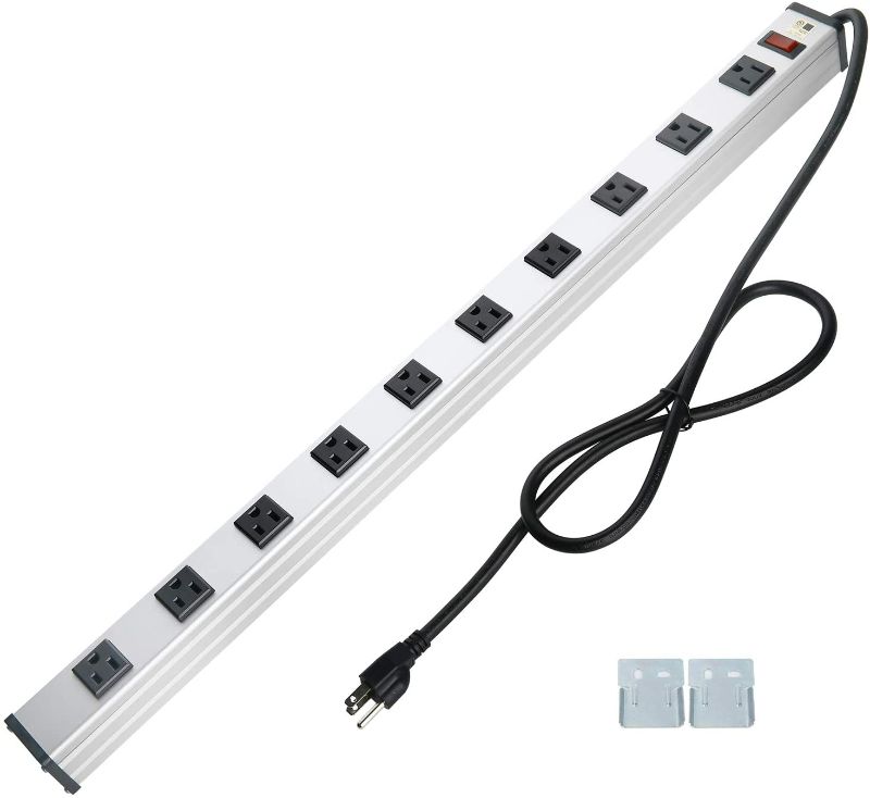 Photo 1 of 10 Outlet Plugs Heavy Duty Metal Power Strip, Aluminum Workshop Socket with 4FT Long Cord and Power Switch. 15A, 125V, 1875W
