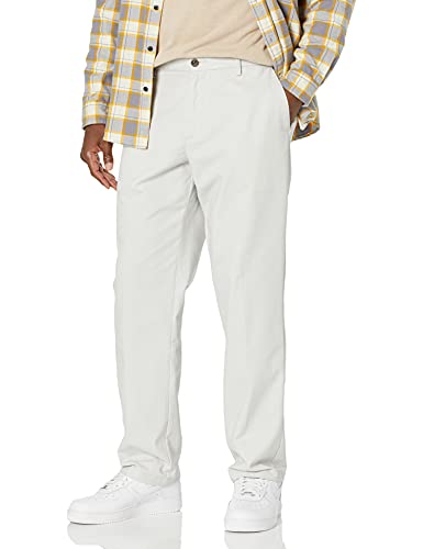 Photo 1 of Amazon Essentials Men's Classic-Fit Wrinkle-Resistant Flat-Front Chino Pant, Silver, 34W x 32L
