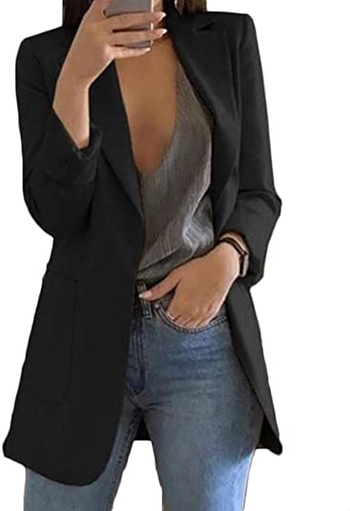 Photo 1 of Womens Blazer Long Sleeve Open Front Blazer Office Lapel Cardigan OL Jacket SIZE M