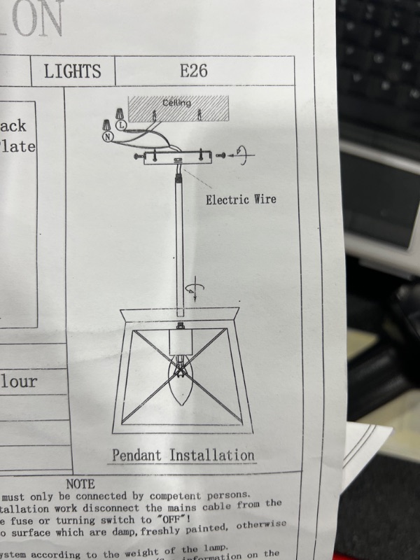 Photo 1 of Ceiling Light fixture  