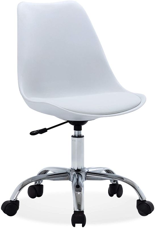 Photo 1 of BELLEZE Modern Armless Office Ergonomic Task Conference Chair with Mid-Back Design, Faux Leather Upholstered Seat